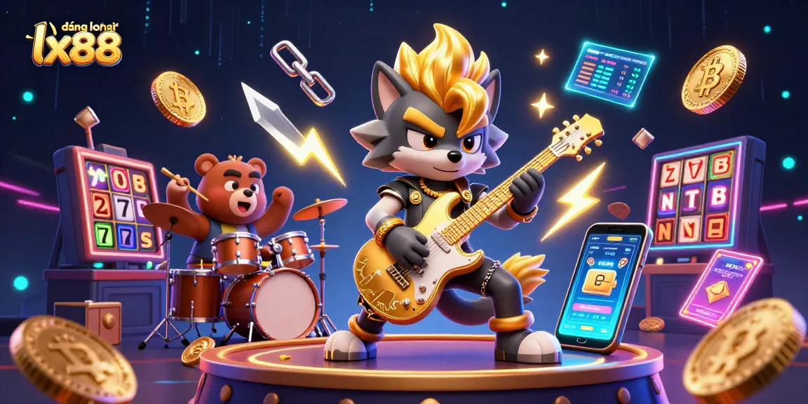 Experience đăng nhập lx88 with vibrant characters and slot elements in an electrifying casino setting.