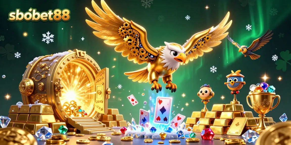Experience sbobet88 with a vibrant 3D scene showcasing thrilling casino action and wealth.