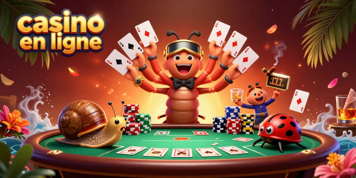 Jouez avec le millipède dans un casino en ligne vibrant, avec des cartes et des jetons colorés.