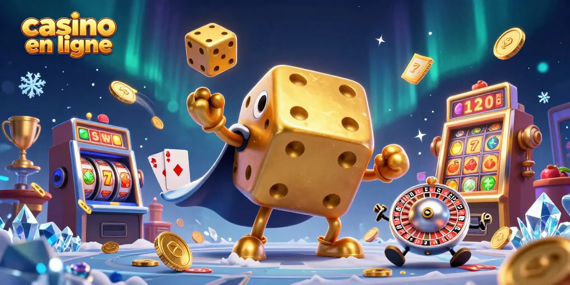 Jouer au casino en ligne avec des dés dorés et des symboles de jackpot dans un décor dynamique.