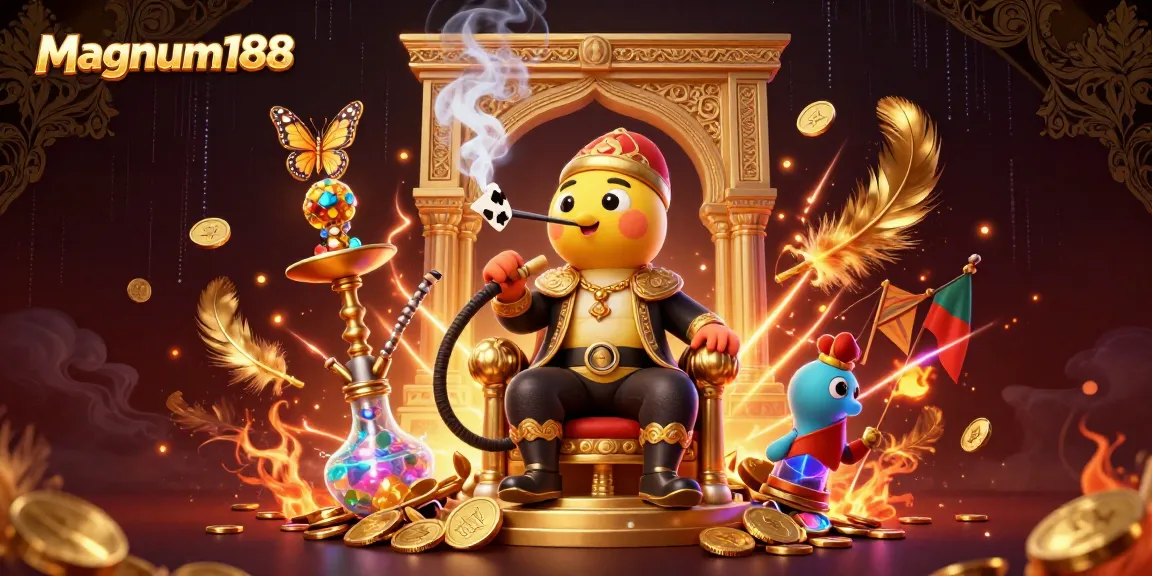 Experience the thrill of magnum188 casino with unique casino-themed 3D illustration showcasing vibrant game elements.