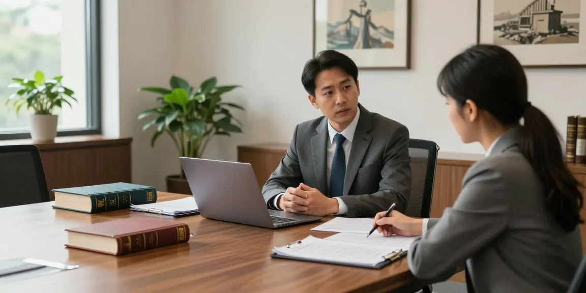 Legal consultation over here showcasing a lawyer guiding a client through legal complexities in a professional setting.