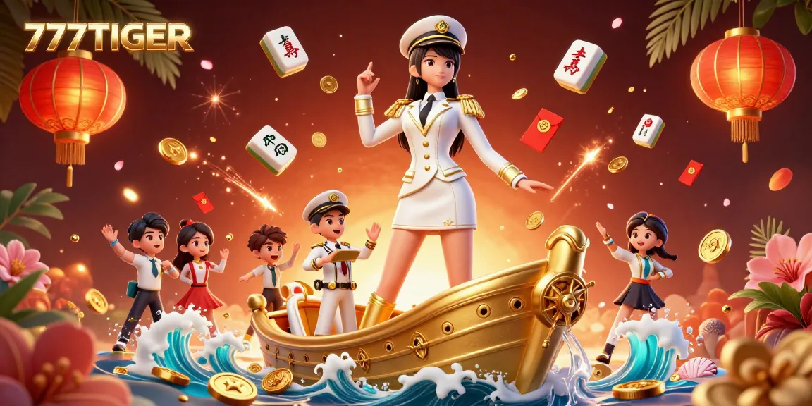 Play with excitement at 777TIGER in a vibrant casino-themed digital illustration.