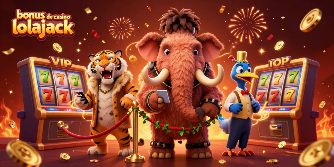 Experience the excitement with bonus de casino lolajack at a vibrant, lively casino scene filled with playful characters.