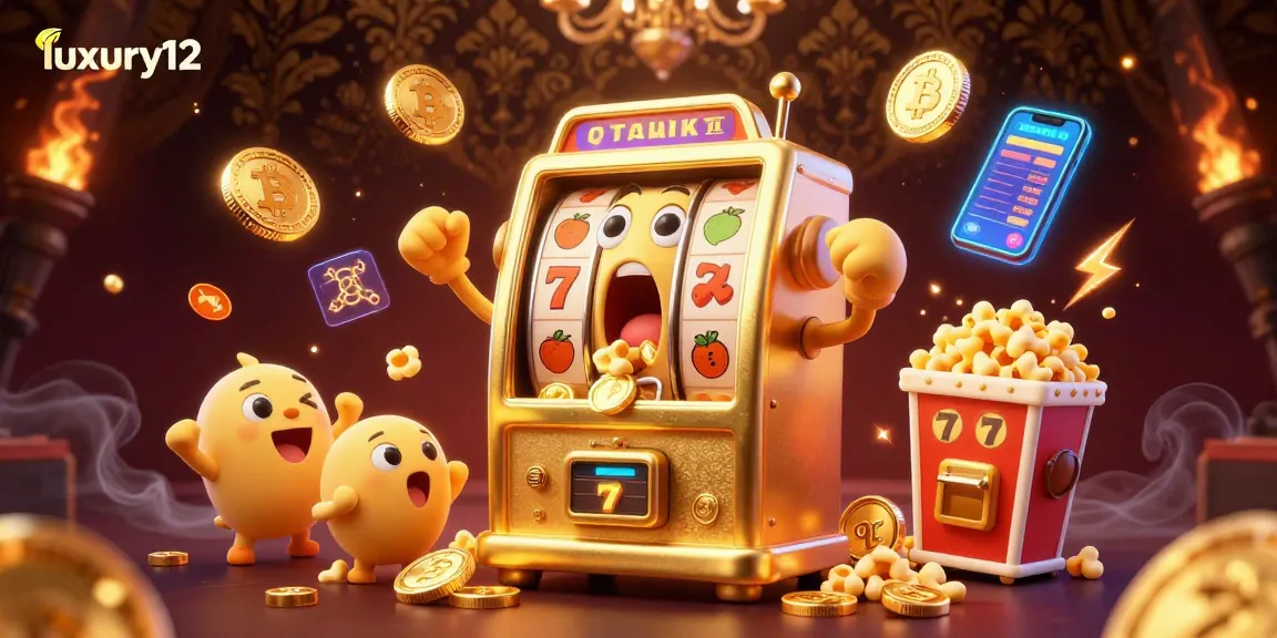 Experience the excitement of luxury12's slot machines as coins overflow, showcasing high-stakes gaming action.