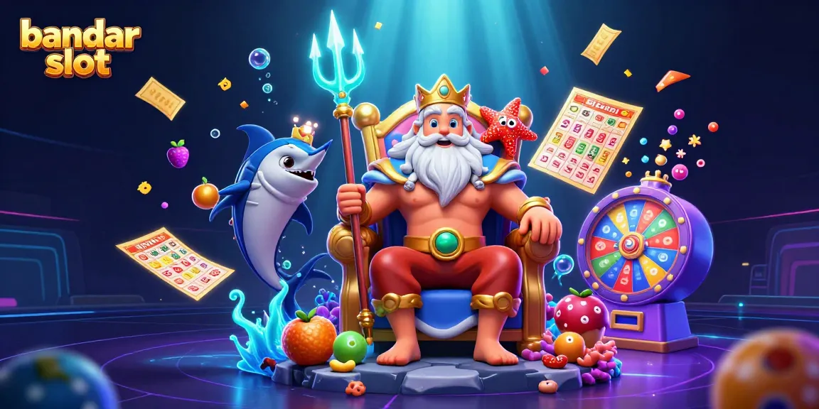 Engage in gaming excitement with bandar slot featuring vibrant slot reels and characters in a lively underwater setting.