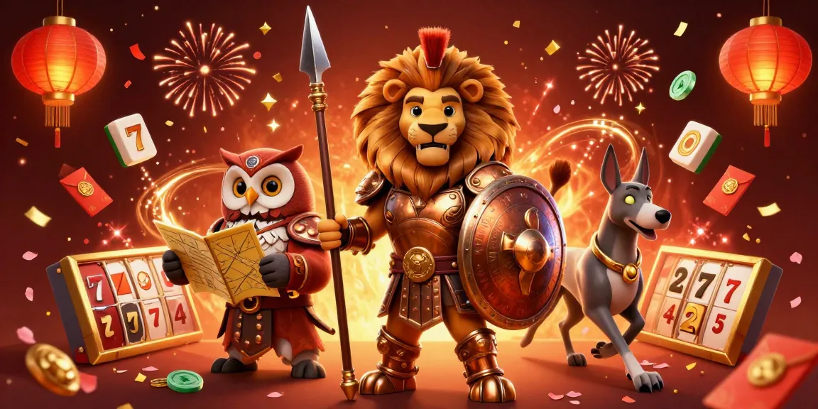 Experience excitement at australianonlinecasino with our luckiest characters amidst festive gaming elements.