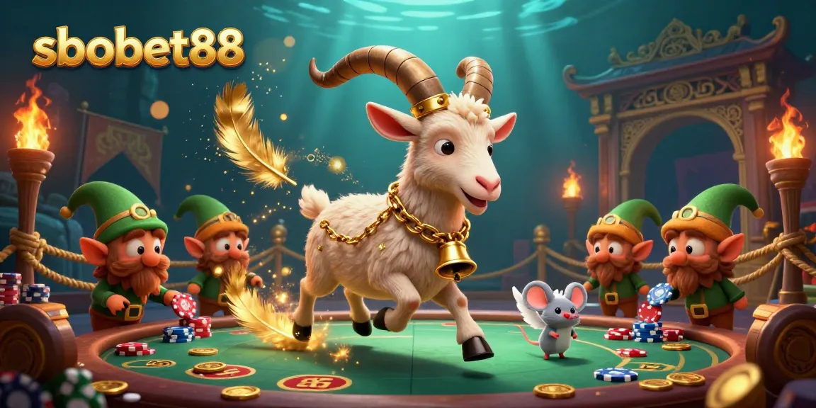 Sbobet88 offers thrilling casino scenes with mischievous characters stealing poker chips.