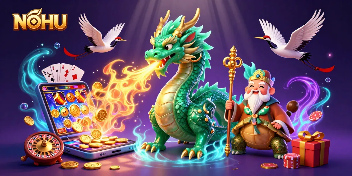 Experience thrilling NOHU gameplay with vibrant 3D casino elements and mythical characters.