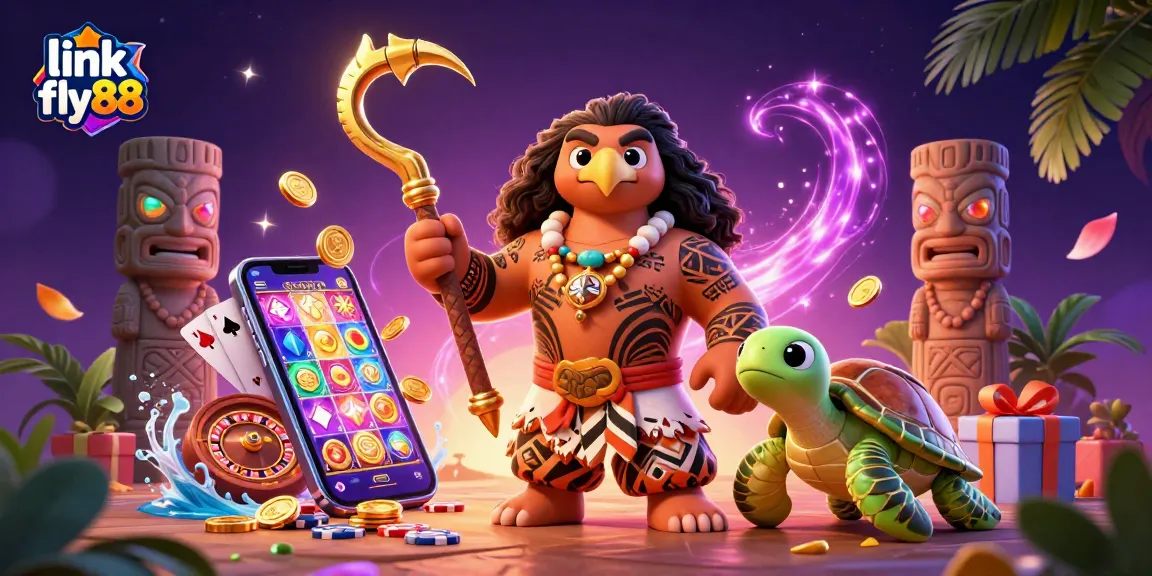 Experience vibrant gaming excitement with link fly88 in this dynamic 3D casino illustration featuring slot games and rich visuals.