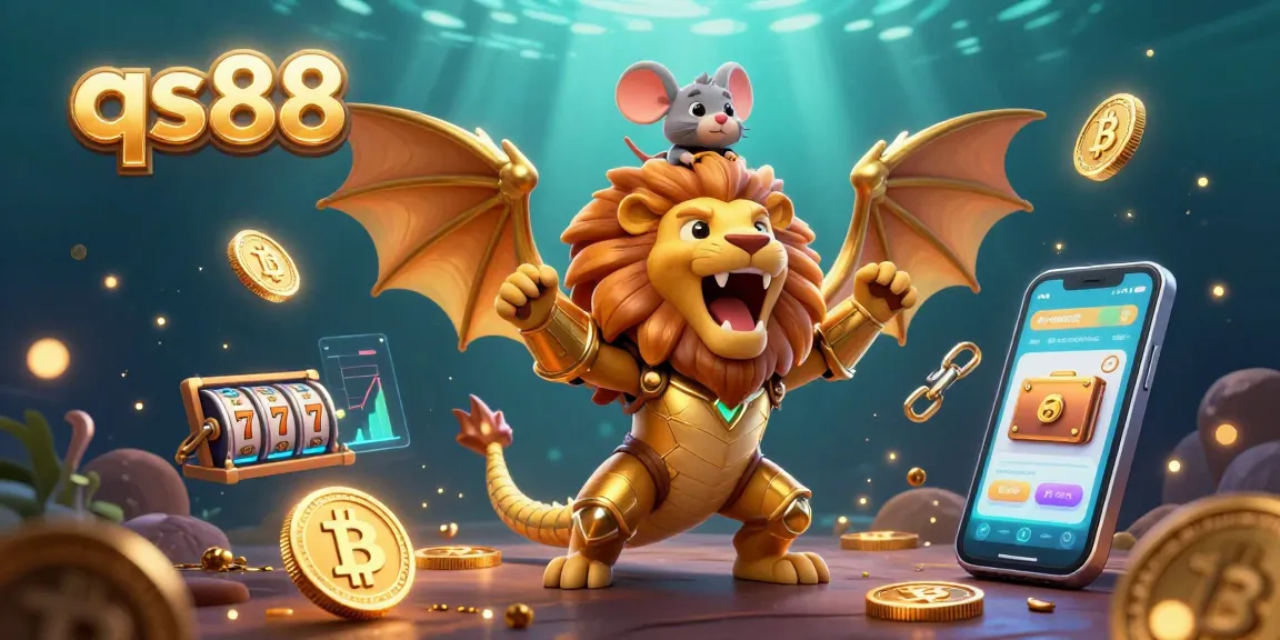Experience thrilling wins at qs88 with golden armor chimera amidst vibrant casino elements.