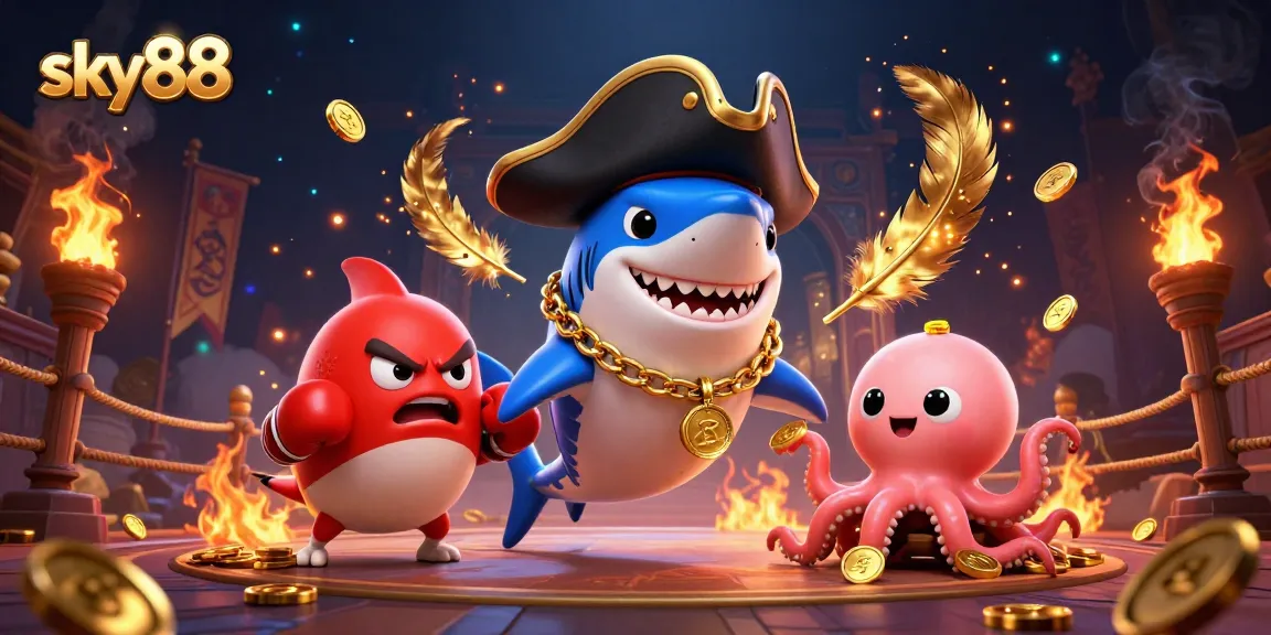 sky88 pirate-themed casino scene showcasing vibrant characters and dynamic gambling elements