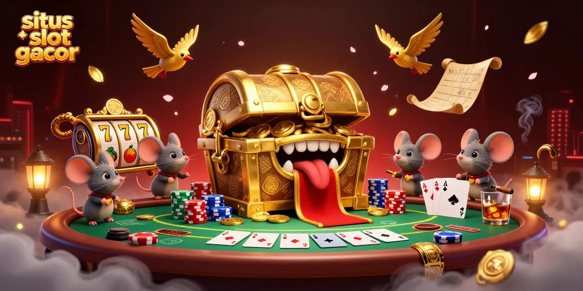 Spin the reels at situs slot gacor with a vibrant 3D treasure chest and colorful gaming elements.