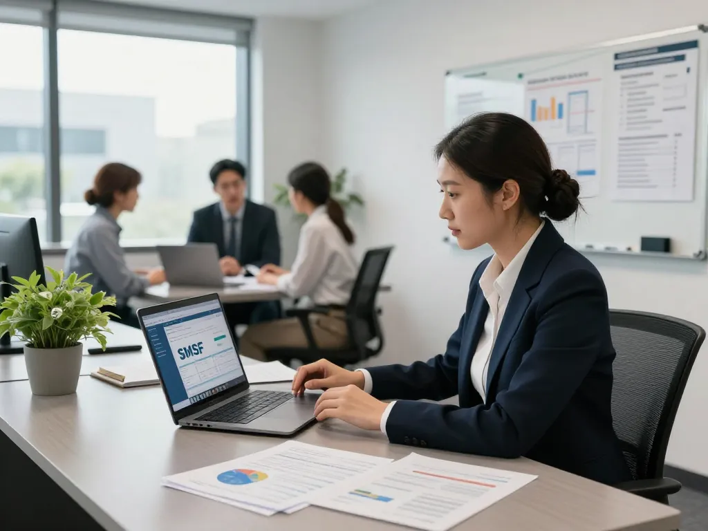 SMSF Accountants collaborating in a modern office, showcasing expertise in financial management.