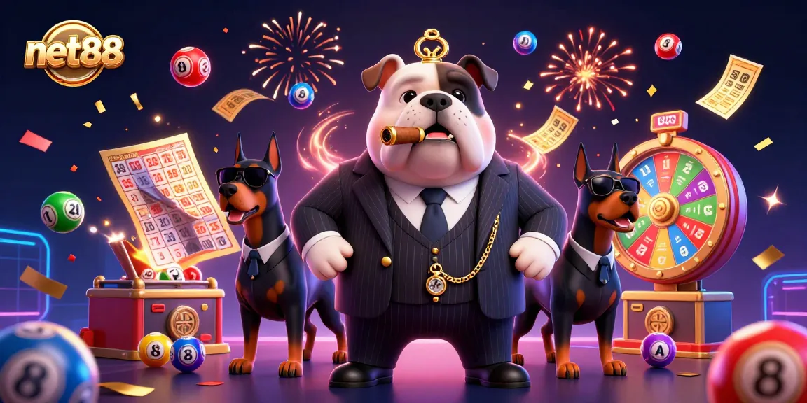 Celebrate big wins at net88 with a lively 3D scene of casino characters and lottery elements.