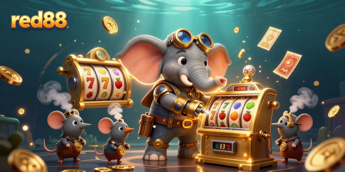Experience thrilling wins at red88 with this vibrant steampunk casino illustration.