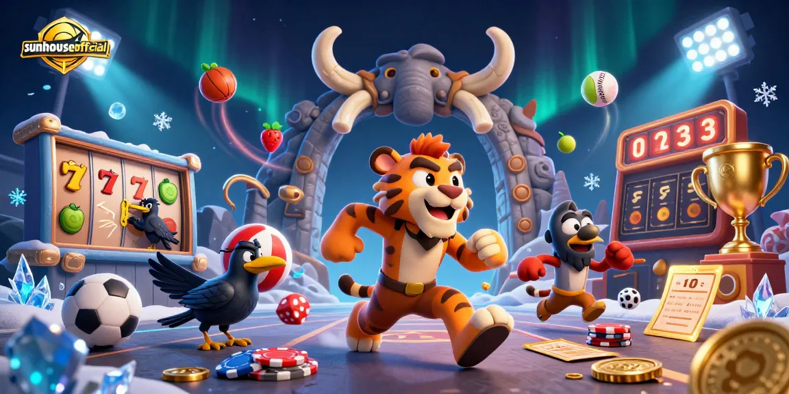 Engage in gaming excitement with sunhouseofficial as a caveman and tiger duo operate a lively prehistoric casino.