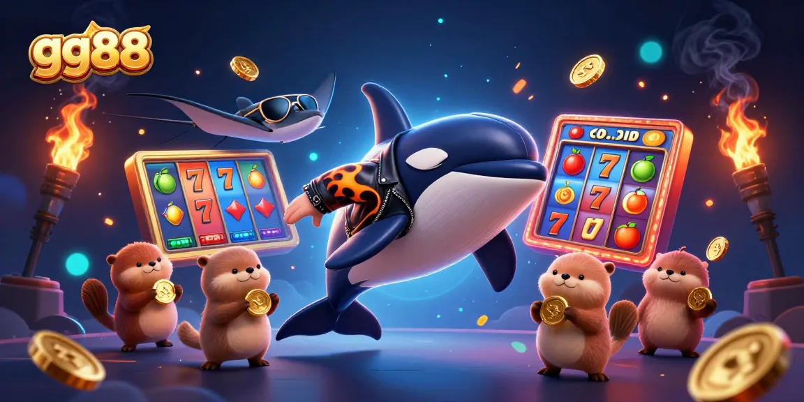 Experience the thrill of gaming at gg88 with orca and otter characters celebrating big wins.