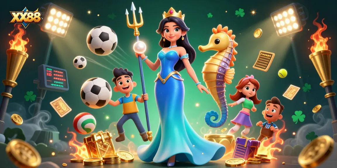 Experience winning moments at XX88 with an enchanting underwater scene featuring a gorgeous woman and a seahorse king.