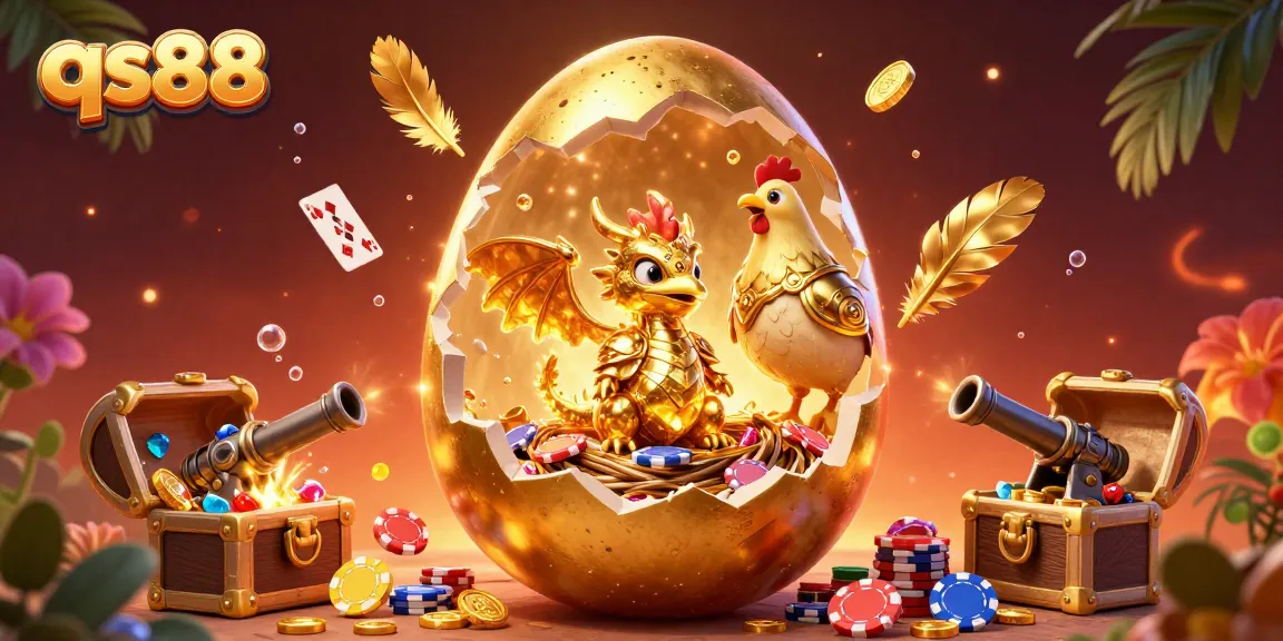 Experience thrilling gaming action at qs88 with a golden dragon and gaming treasures.