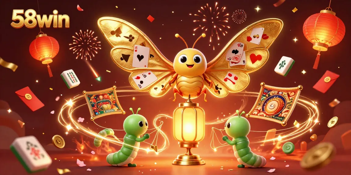Participate in thrilling games at 58win, featuring an energetic casino scene with vibrant elements.