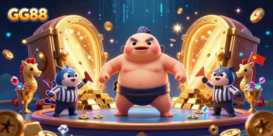 Join the excitement at GG88 with a lively underwater casino scene featuring a fugu, catfish referee, and treasure galore!
