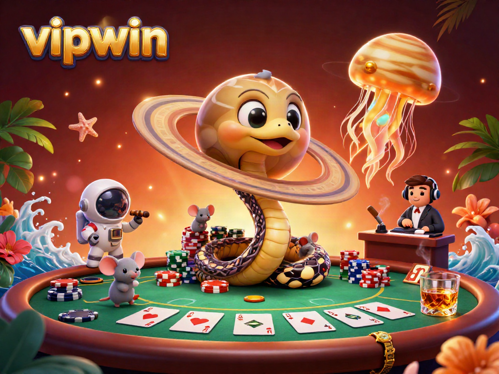 Experience vipwin's thrilling cosmic casino with a Saturn snake roulette and astronaut mice betting in style.