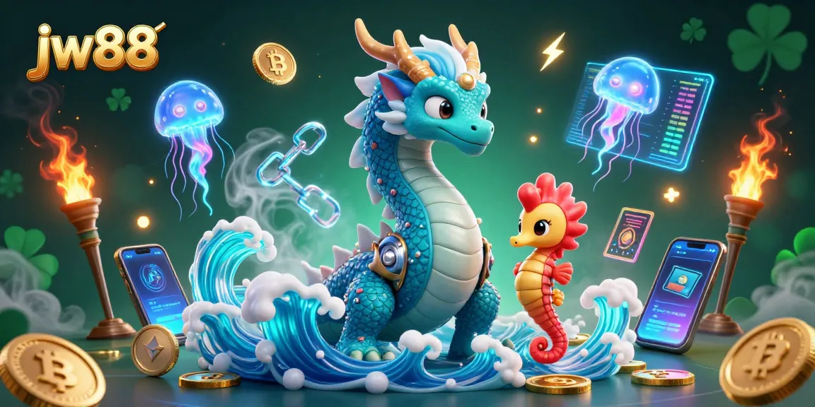 Experience thrilling gaming with jw88 featuring a 3D dragon, seahorse knight, and glowing jellyfish.
