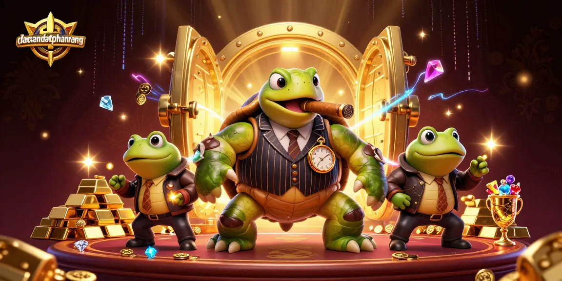 dacsandatphanrang showcases a vibrant casino scene featuring a snapping turtle in a suit with gambling elements surrounding.
