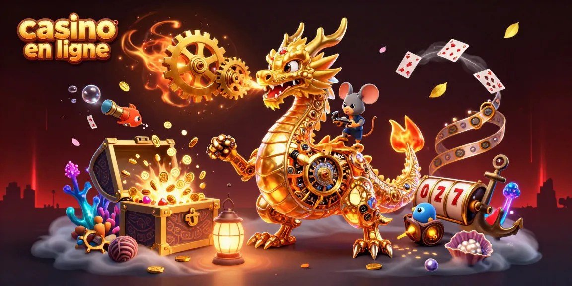 Jouez à des jeux captivants sur un casino en ligne avec un dragon d'or et des éléments de jeu fascinants.