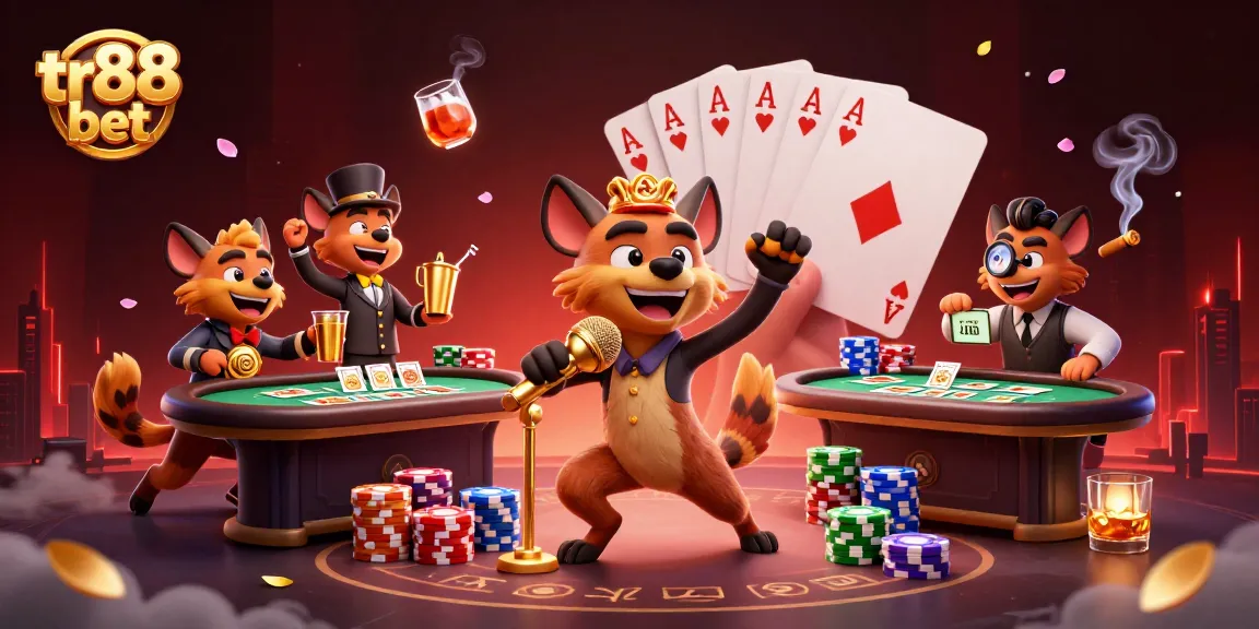 Experience the thriving tr88 bet casino with hyenas performing and bartending in a vibrant scene.