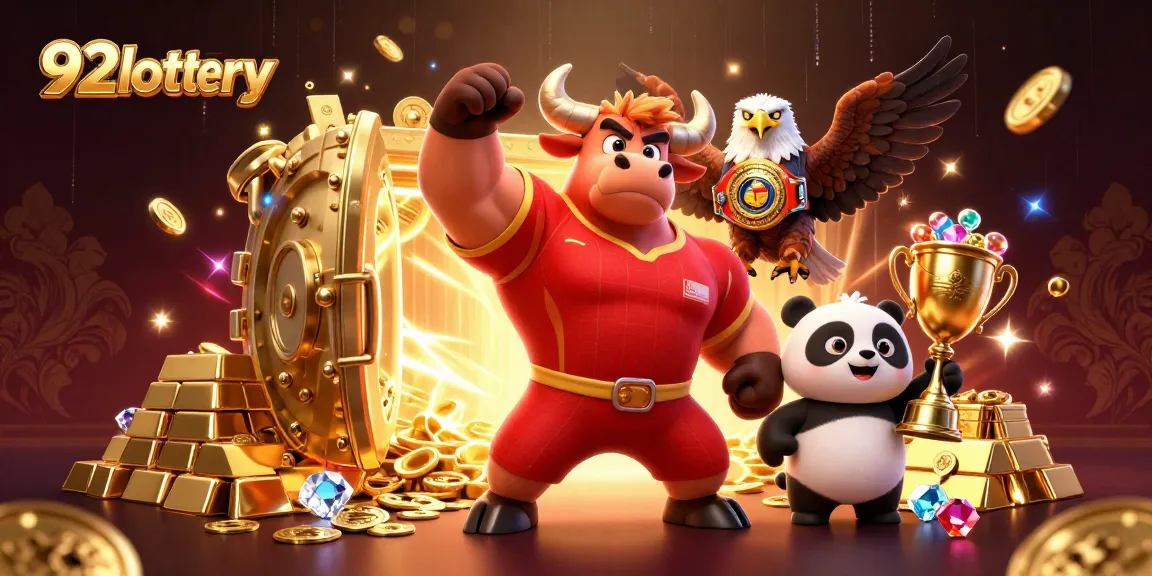 Experience the excitement of 92lottery with dynamic characters and vibrant casino elements.