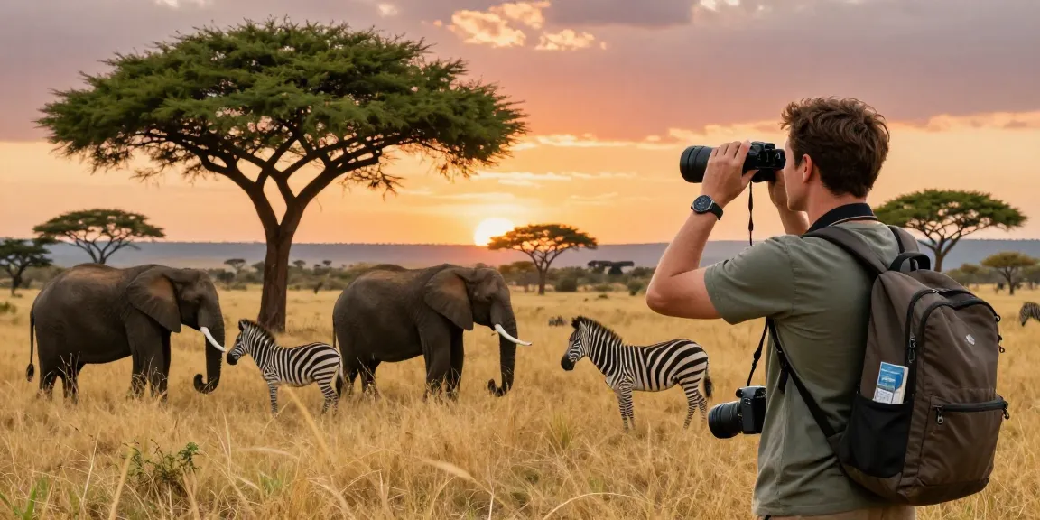 NAGA2000 traveler observing elephants in Kidepo Valley National Park, exploring wildlife and nature.