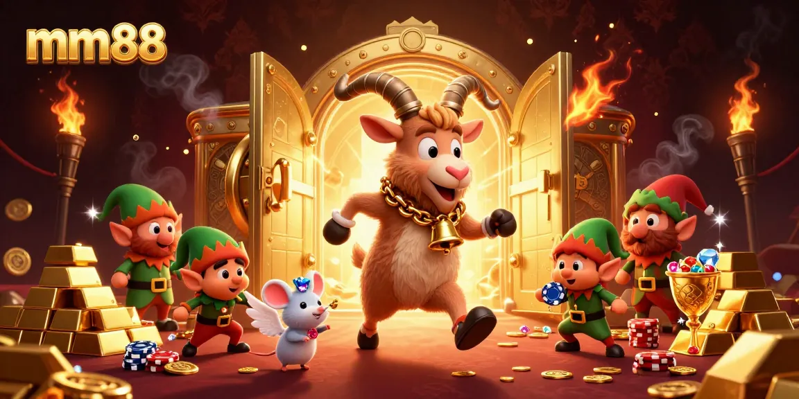 Experience the excitement of mm88 in a festive horror casino with Krampus and playful characters.