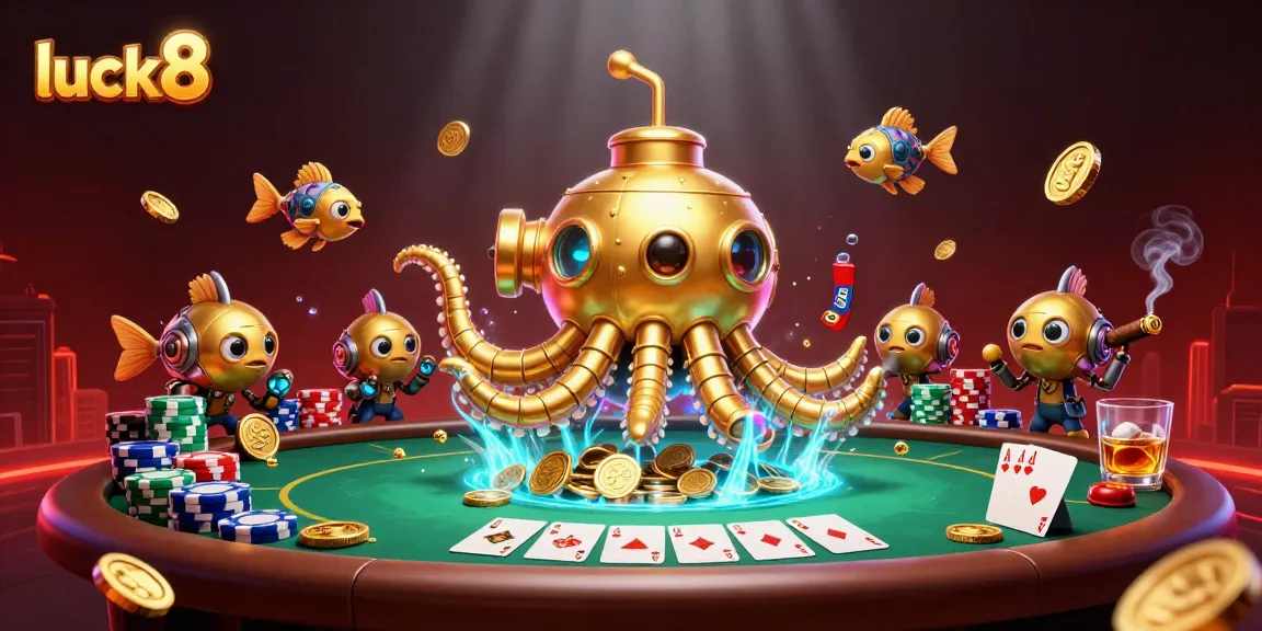 Immerse in luck8's thrilling poker experience with a captivating underwater scene.