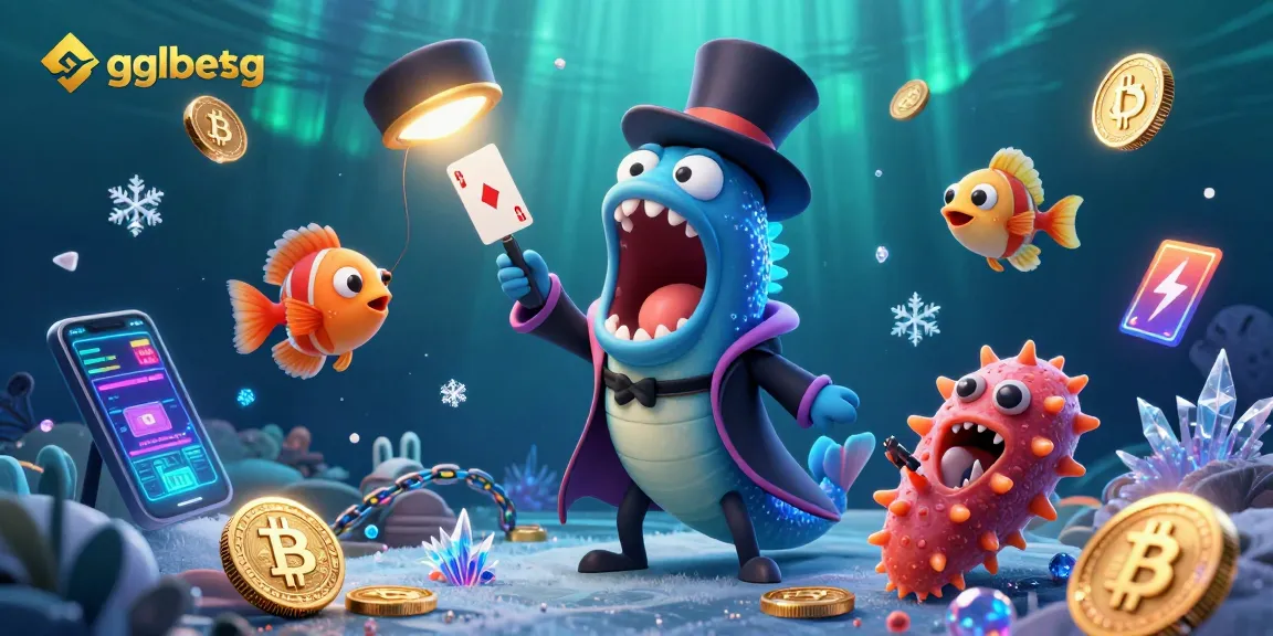 Bet with gglbetsg amid a vibrant underwater casino scene filled with crypto elements.
