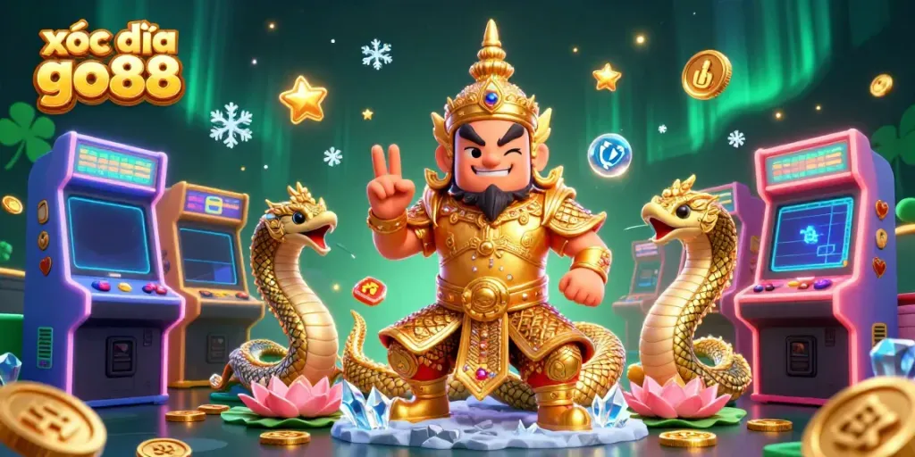 Engage in thrilling xóc đĩa go88 gameplay amidst vibrant 3D casino elements and enchanting characters.