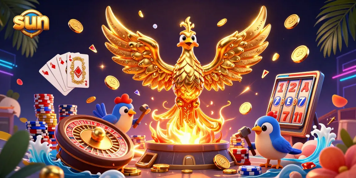 Spin the sun-themed slots and win with cascading gold coins and vibrant casino elements.