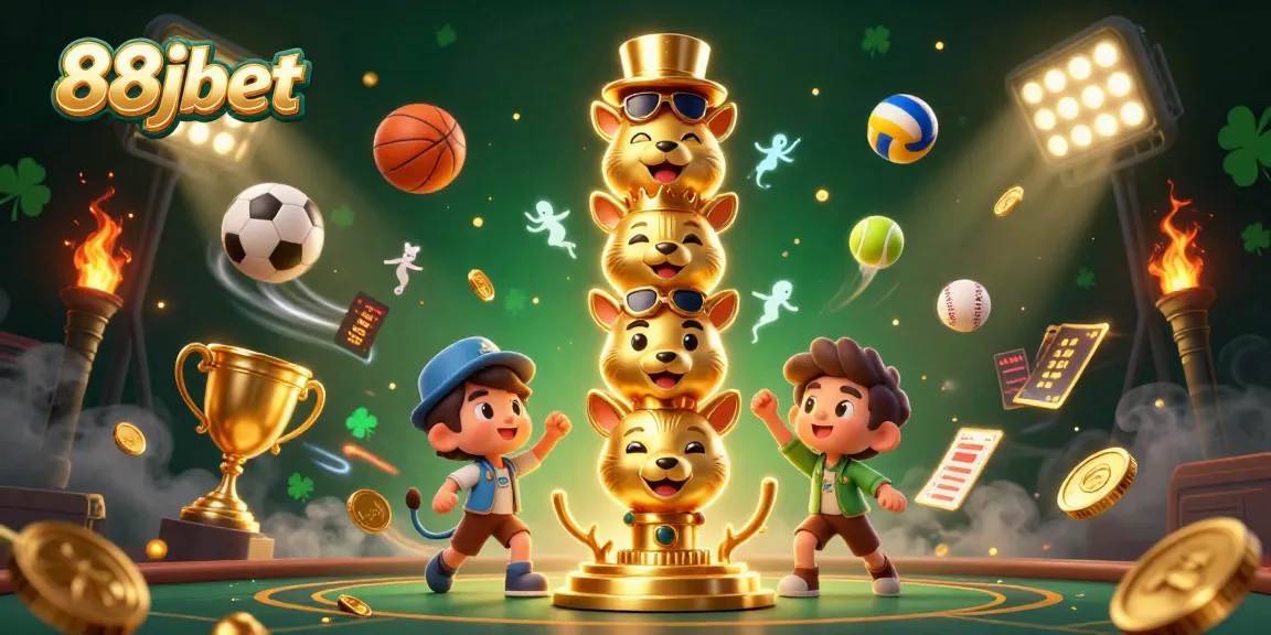 Experience the excitement of sports betting with 88jbet in this vibrant casino illustration.